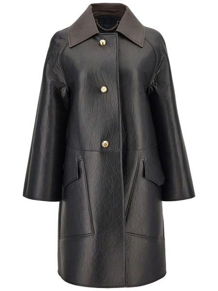  Ferragamo Textured Nappa-leather Coat - Black 