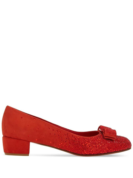  Ferragamo Vara-bow Crystals Pumps - Red 
