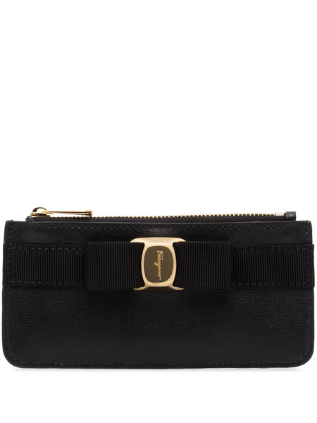  Ferragamo Vara Bow Long Leather Wallet - Black 