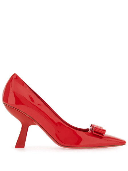  Ferragamo Vara Bow 85mm Patent Leather Pumps - Red 