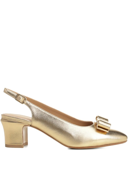  Ferragamo Vara Bow Slingback Pumps - Gold 