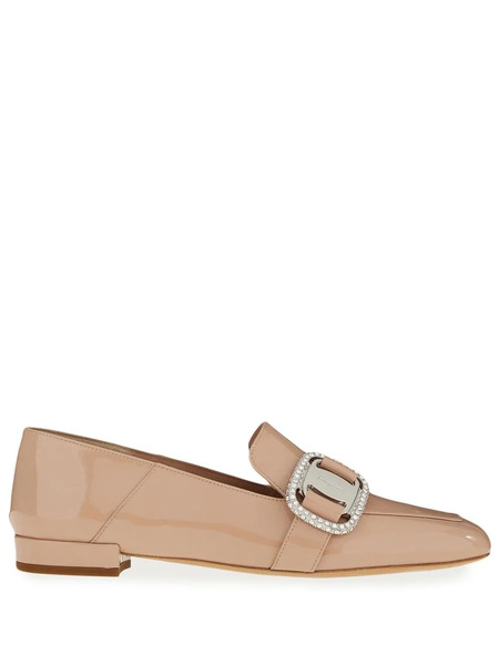  Ferragamo Vara Patent-leather Chain-loafers - Neutrals 