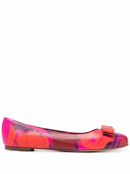  Ferragamo Varina Icon Ballerina Shoes - Red 