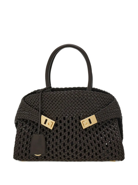  Ferragamo Woven Hug Tote Bag - Brown 