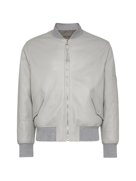  Ferragamo Zip Leather Jacket - Grey 