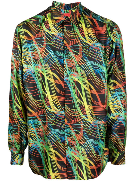  Ferrari Abstract-pattern Silk Shirt - Black 