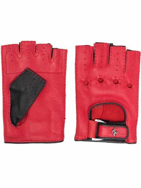  Ferrari Prancing-horse Leather Driving Gloves - Red 