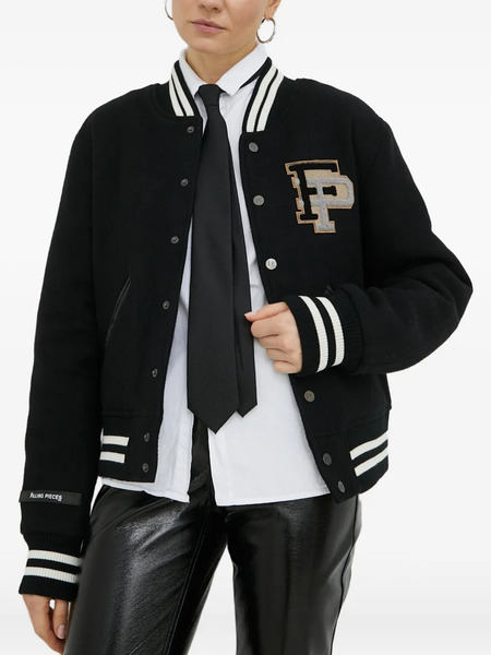  Filling Pieces Varsity-style Logo-patch Bomber Jacket - Black 