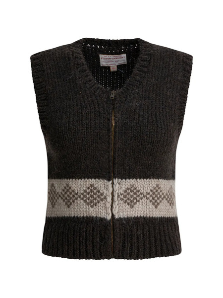  Filson Zip-up Patterned-intarsia Vest - Brown 