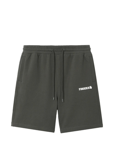  Fingercroxx Drawstring Patch-pocket Shorts - Grey 