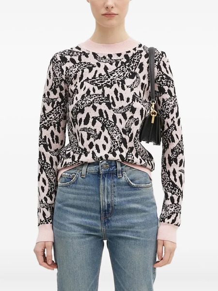  Fiorucci Leopard-jacquard Crew-neck Sweater - Pink 