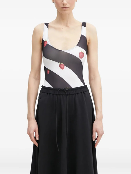  Fiorucci Raspberry-print Striped Bodysuit - Black 