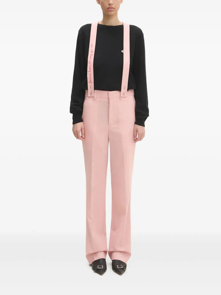  Fiorucci Wool Embroidered-strap Trousers - Pink 