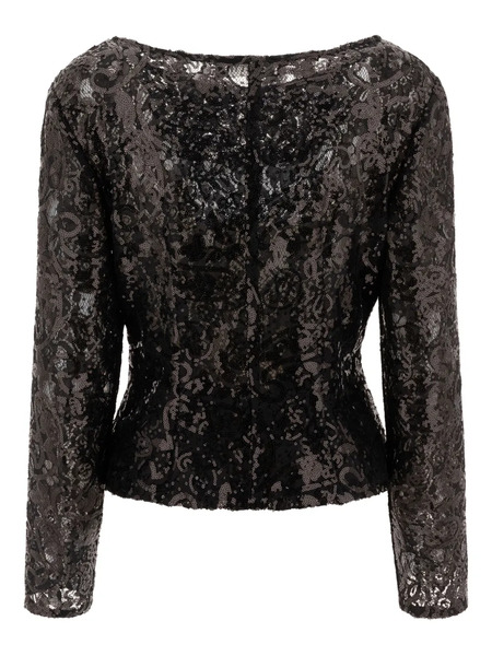  F.it Sequin Lace Top - Black 