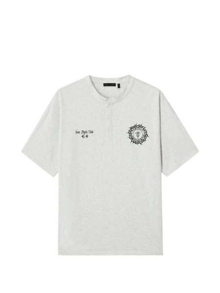  Five Cm Button Graphic T-shirt - Grey 