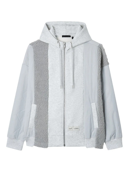  Five Cm Patchwork Zip-up Hoodie - Grey 