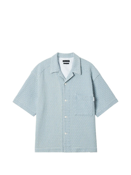  Five Cm Textured Short-sleeve Shirt - Blue 