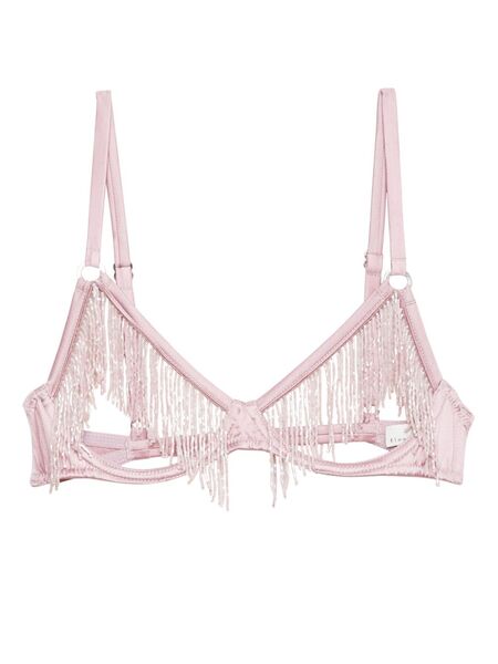  Fleur Du Mal Beaded Fringe Ouvert Bra - Pink 