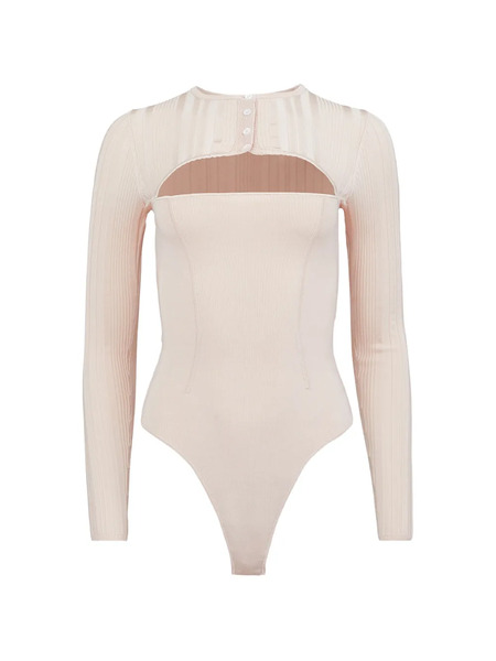 Fleur Du Mal Button Rib Bodysuit - Neutrals 