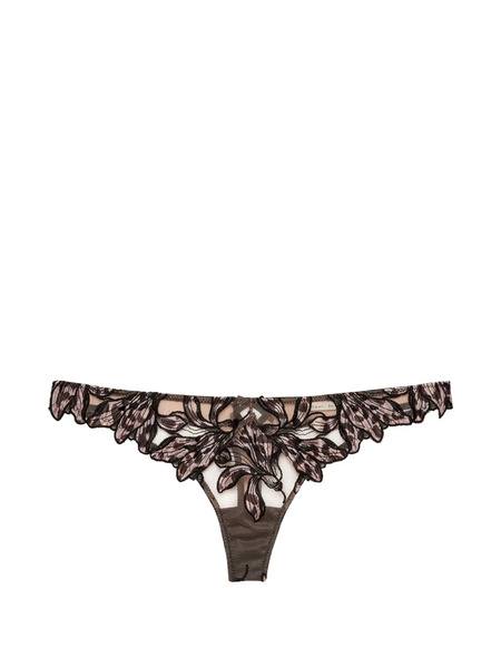  Fleur Du Mal Lily Embroidery Thong - Neutrals 