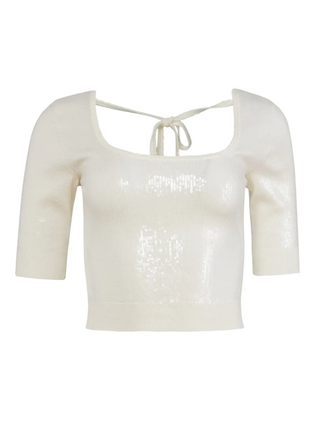  Fleur Du Mal Sequin Scoop-neck Knit Top - Neutrals 