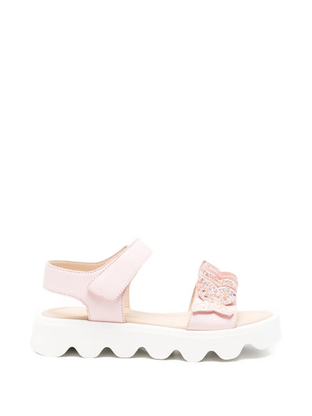  Florens Butterfly-embellished Leather Sandals - Pink 