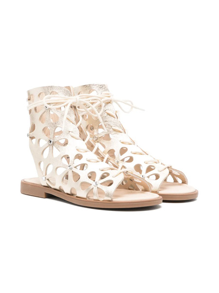  Florens Floral Cut-out Sandals - Yellow 