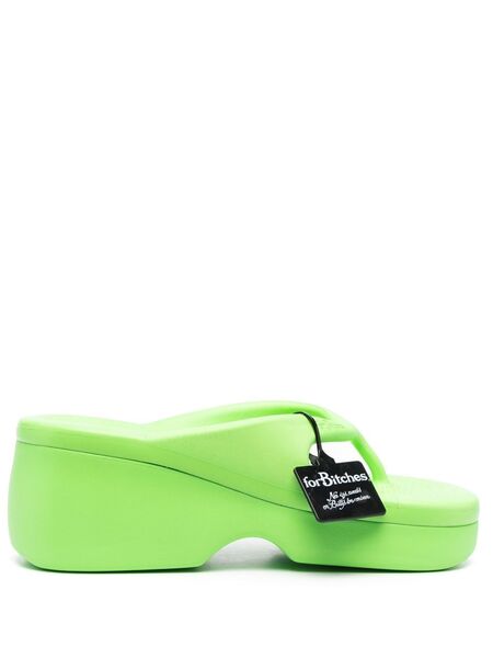  Forbitches Embossed Toe-strap Slides - Green 