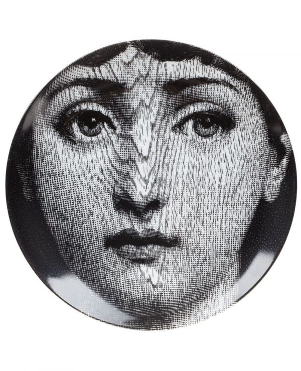  Fornasetti Face Print Plate - Black 