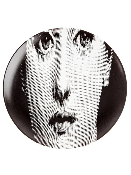  Fornasetti Face Print Plate - Black 