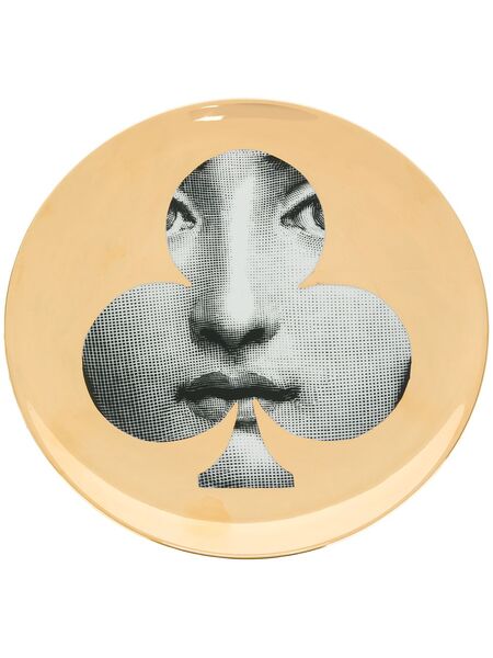 Fornasetti Face Print Plate - Metallic 