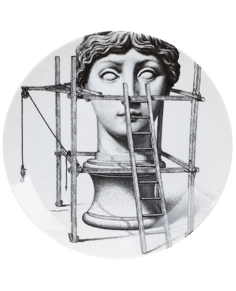  Fornasetti Face Print Plate - White 