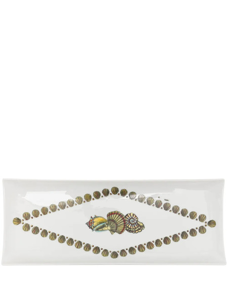  Fornasetti Giro Di Conchiglie Rectangular Tray - White 