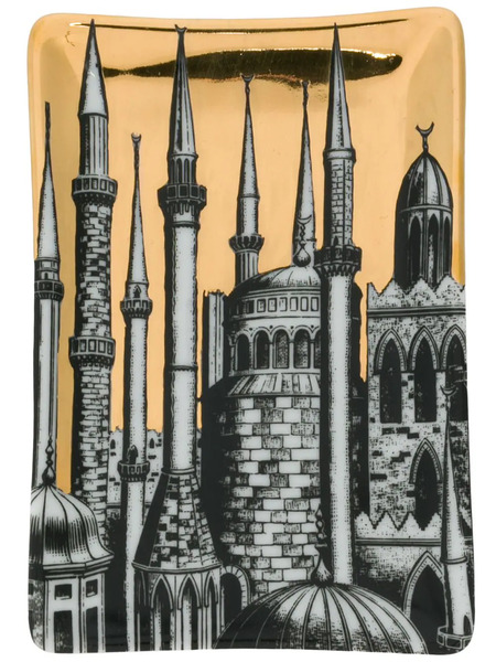  Fornasetti Minareti Rectangular Ashtray - Gold 