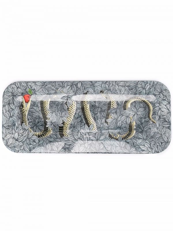  Fornasetti Original Sin Snake-print Tray - Grey 
