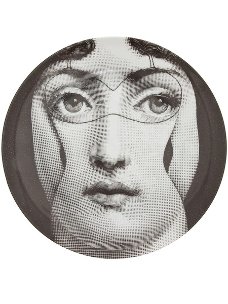  Fornasetti Printed Plate - Grey 