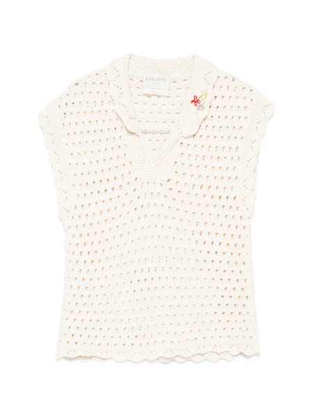  Forte Forte Bead-appliqué Crochet Top - Neutrals 