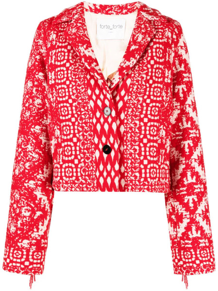  Forte Forte Clio Jacquard Fringed Jacket - Red 
