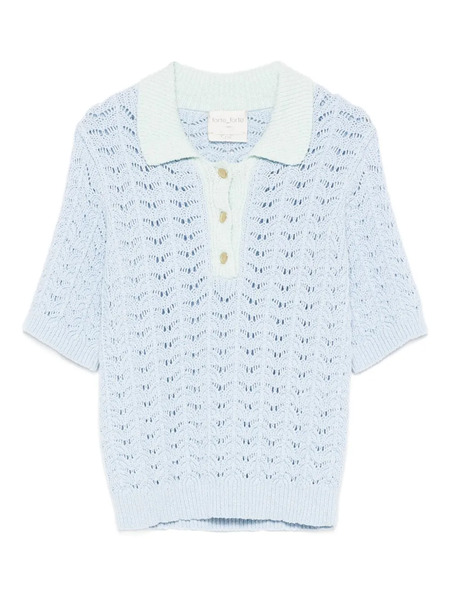  Forte Forte Crochet-knit Polo Top - Blue 
