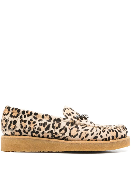  Forte Forte Crystal-embellished Animal-pattern Loafers - Brown 
