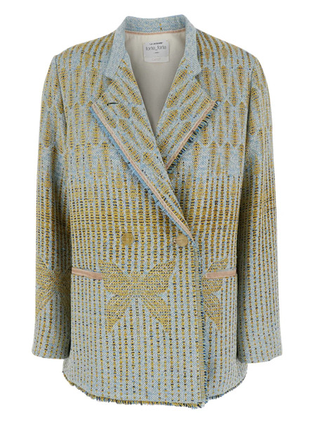  Forte Forte Fringed-hem Patterned Blazer - Yellow 