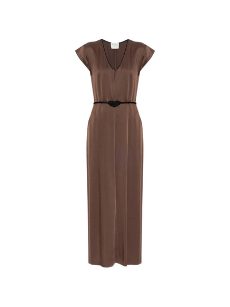  Forte Forte Knot V-neck Maxi Dress - Brown 