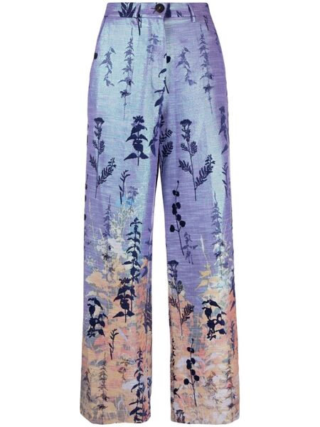  Forte Forte Leaf-print Wide-leg Trousers - Purple 