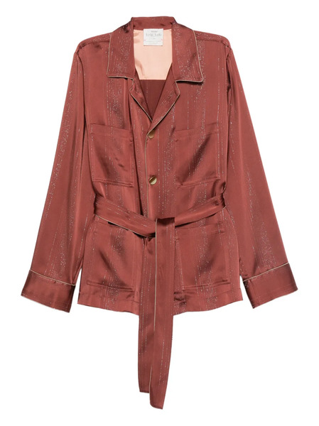  Forte Forte Metallic-striped Belted Jacket - Brown 
