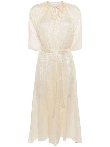  Forte Forte Metallic-threading Tied-waist Coat - Neutrals 