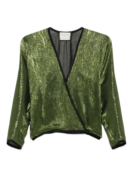  Forte Forte Metallic Wrap-effect Top - Green 
