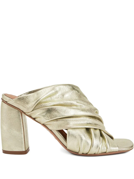  Forte Forte Pleated Cross-strap Heeled Mules - Gold 
