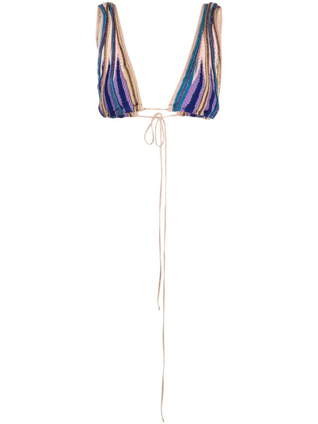  Forte Forte Striped-knit Tied Triangle Top - Purple 