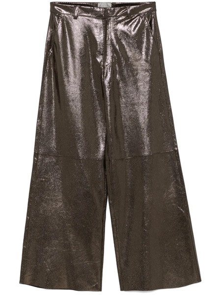  Forte Forte Texture Leather Trousers - Gold 