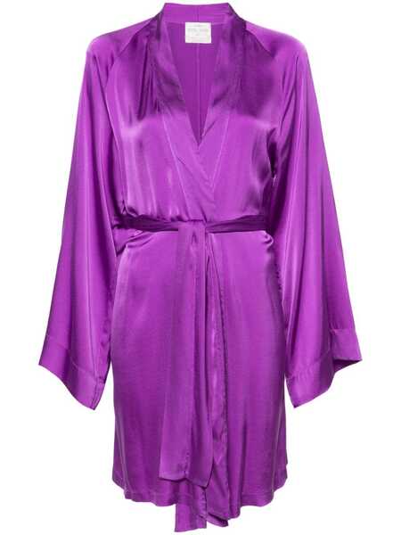  Forte Forte V-neck Satin Coat - Purple 